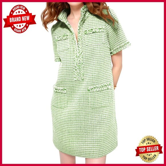 Dresses & Skirts - Tweed Shift Dress Elegant Formal Work Cocktail Party Mini Short Sleeve